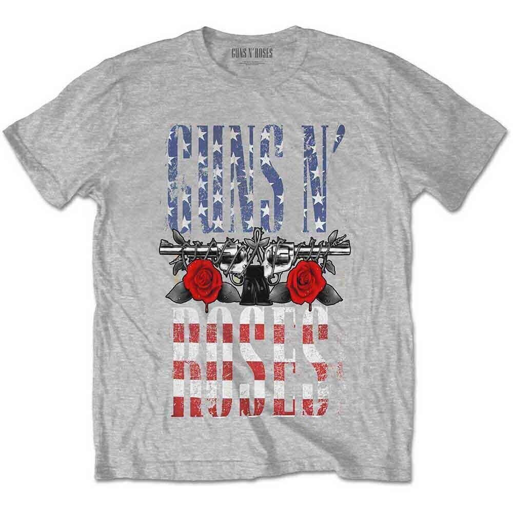 T-Shirt Guns N' Roses US Flag in Logo Heather Grey 2XL T-Shirt