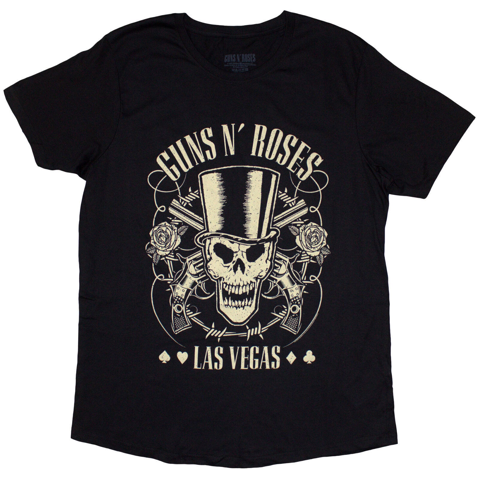 T-shirt Guns N' Roses Top Hat, Skull & Pistols Las Vegas Black M Feminino T-shirt