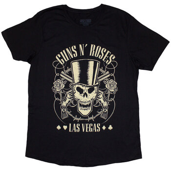 T-shirt Guns N' Roses Top Hat, Skull & Pistols Las Vegas Black 2XL Feminino T-shirt - 1