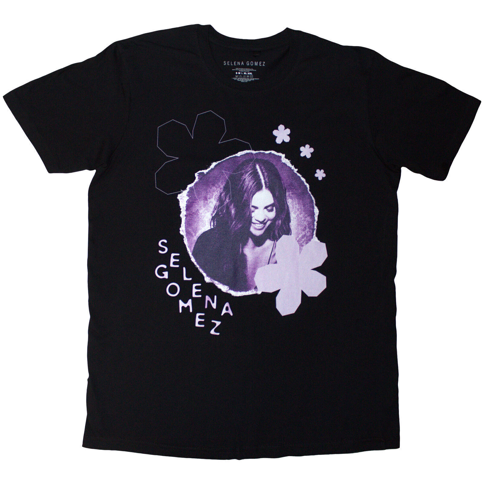 T-Shirt Selena Gomez Purple Floral Black L T-Shirt