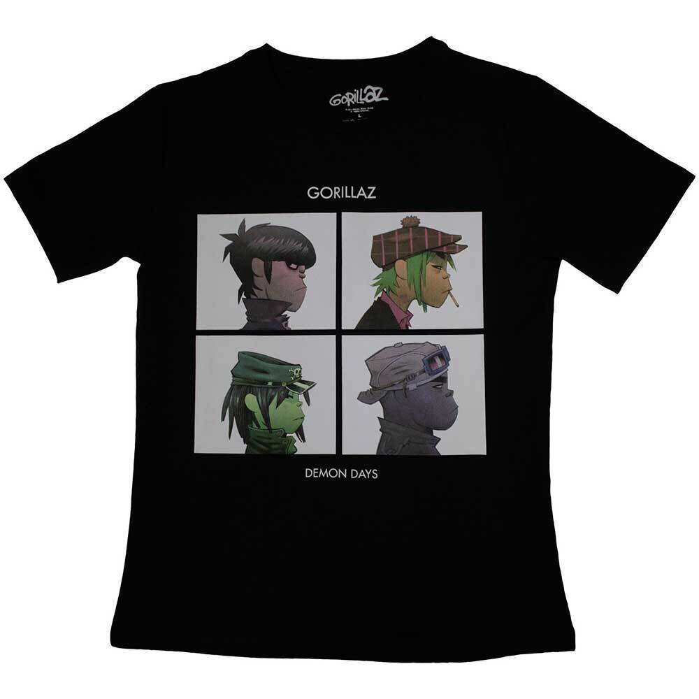 T-Shirt Gorillaz Demon Days Black 2XL Ladies T-Shirt