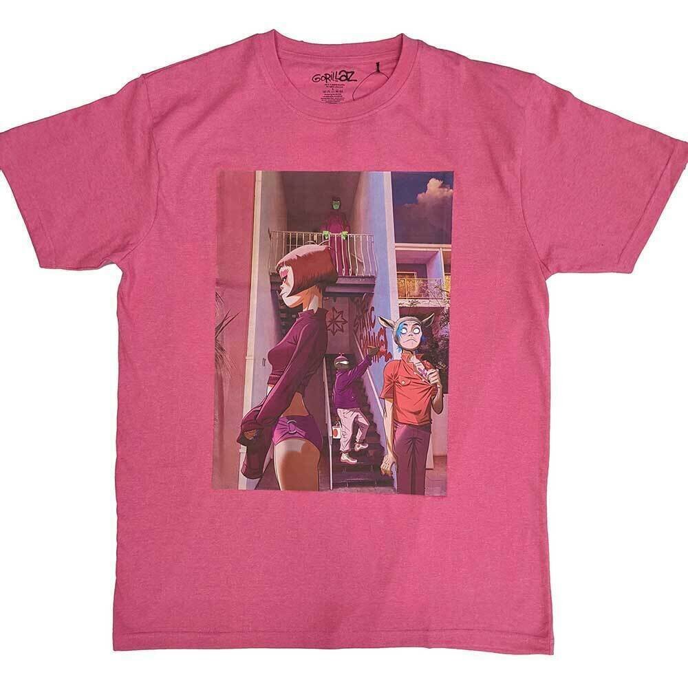 Tricou Gorillaz The Static Channel (Back Print) Pink 2XL Tricou