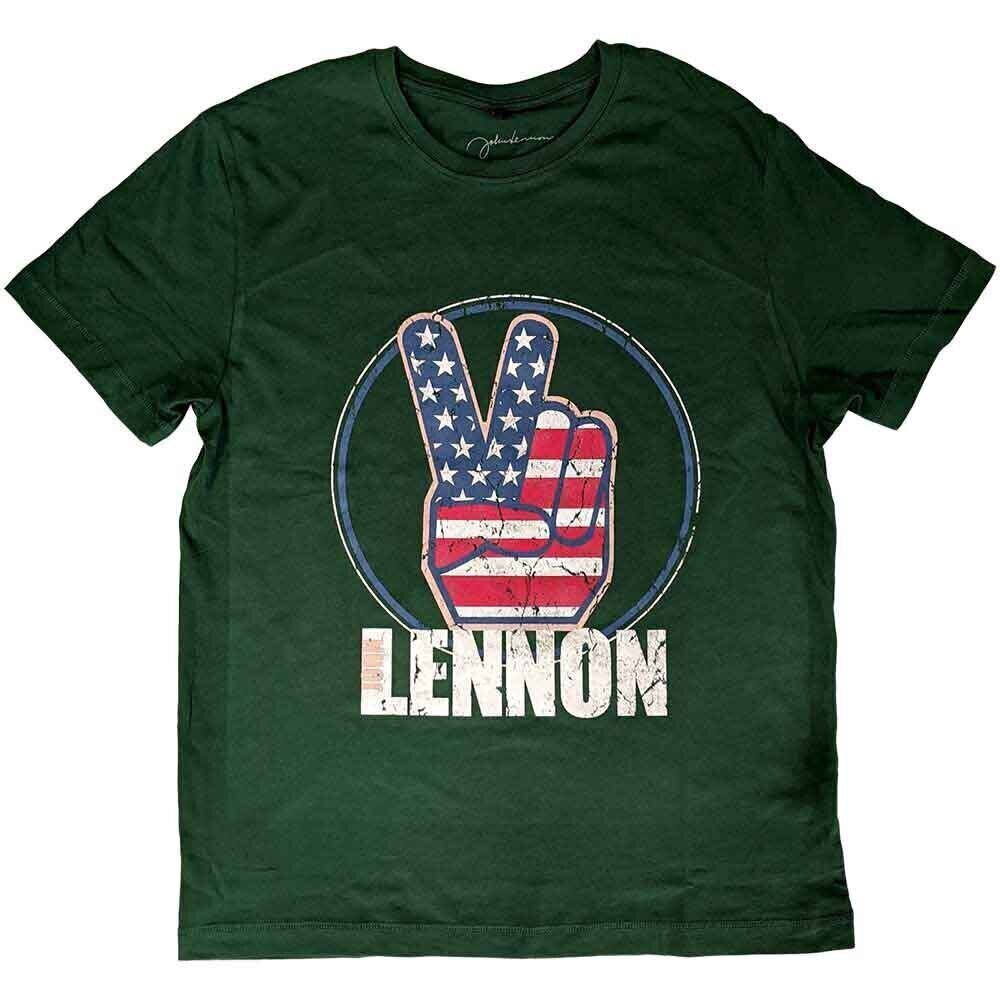 Košulja John Lennon Peace Fingers US Flag Green XL Košulja