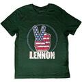 John Lennon Peace Fingers US Flag Green XL T-Shirt