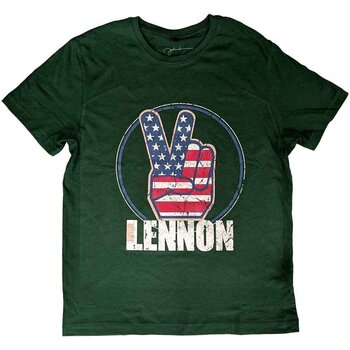 T-shirt John Lennon Peace Fingers US Flag Green 2XL T-shirt - 1
