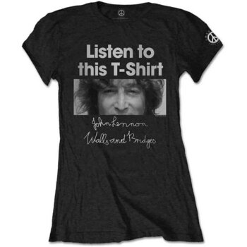 T-Shirt John Lennon Listen Black M Ladies T-Shirt - 1