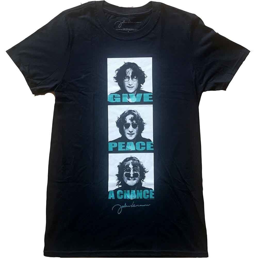 T-Shirt John Lennon Give Peace A Chance Stack Black L T-Shirt