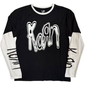 T-shirt Korn Metallic Logo (Sleeve Print) Black & White M T-shirt - 1