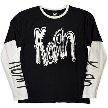 T-särk Korn Metallic Logo (Sleeve Print) Black & White 2XL T-särk - 1