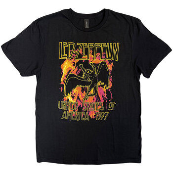 T-shirt Led Zeppelin Black Flames Black 2XL T-shirt - 1