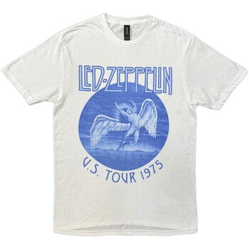 T-shirt Led Zeppelin Tour '75 Blue Wash White 2XL T-shirt - 1