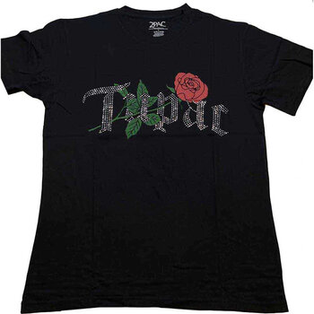 T-shirt 2Pac Rose Logo (Embellished) Black XL T-shirt - 1