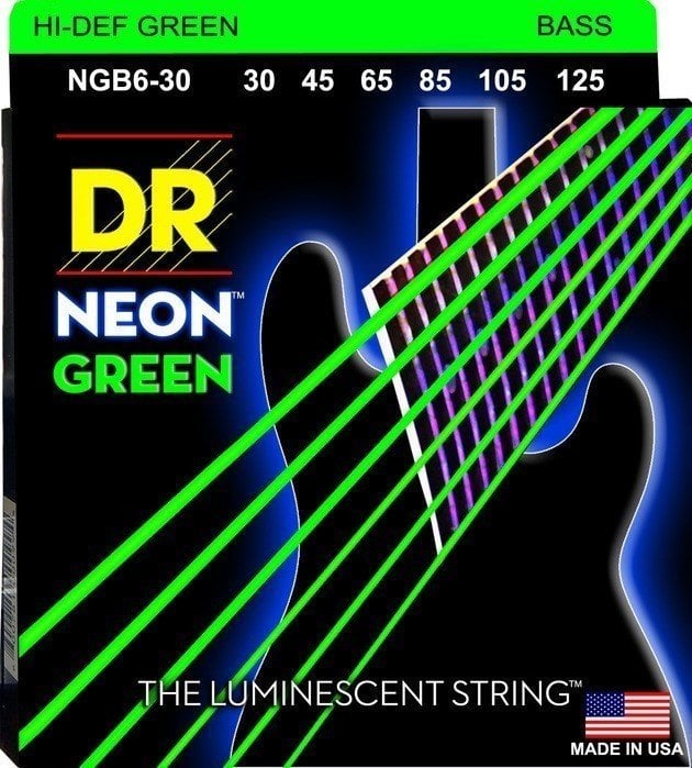 Set de 6 corzi pentru bas DR Strings Neon Hi-Def NGB6-30