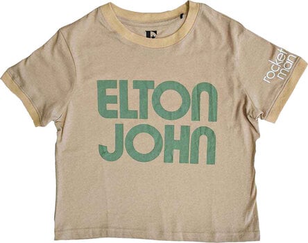 T-Shirt Elton John Retro Text (Sleeve Print) Sand 2XL Damen T-Shirt - 1