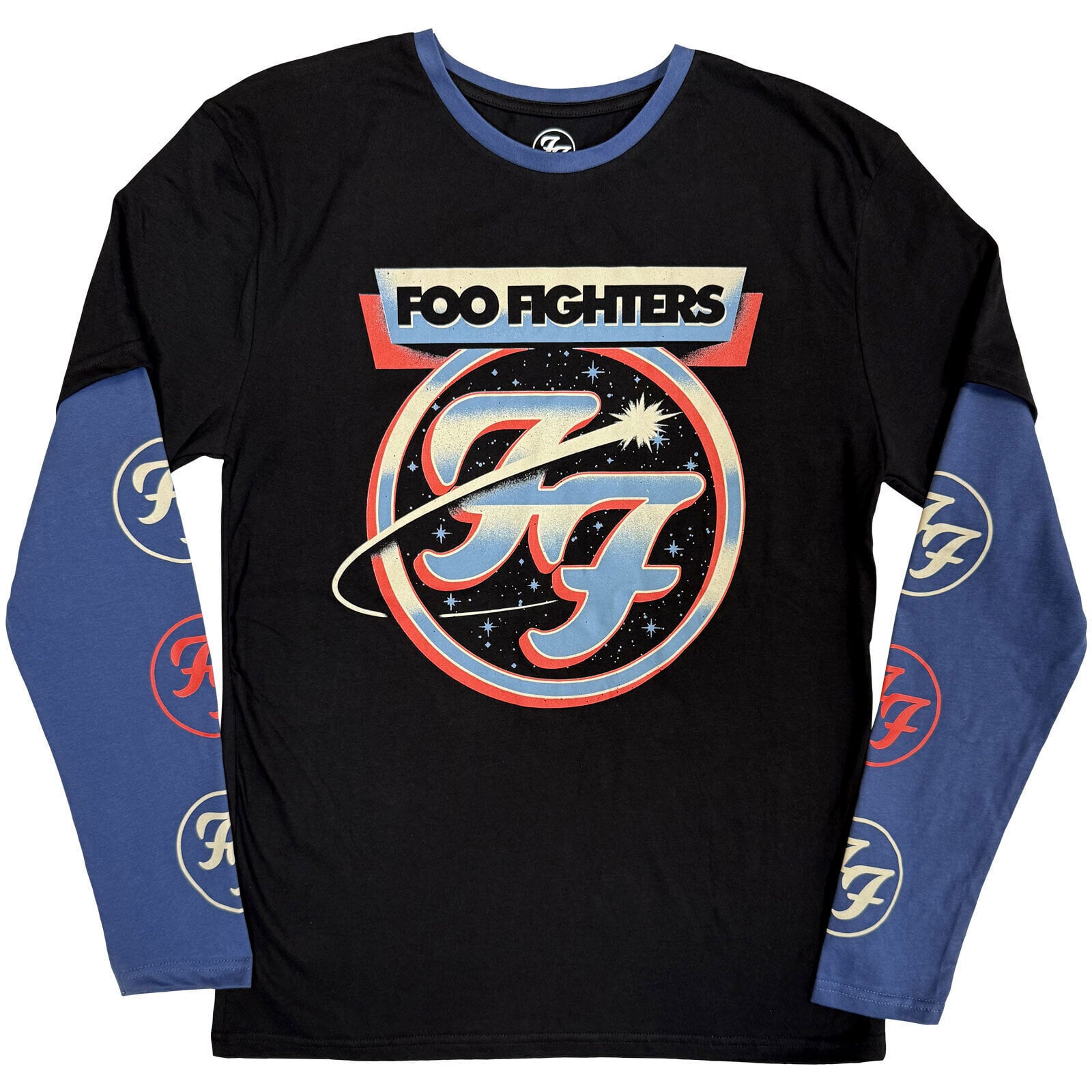T-Shirt Foo Fighters Comet (Sleeve Print) Black & Denim Blue L T-Shirt