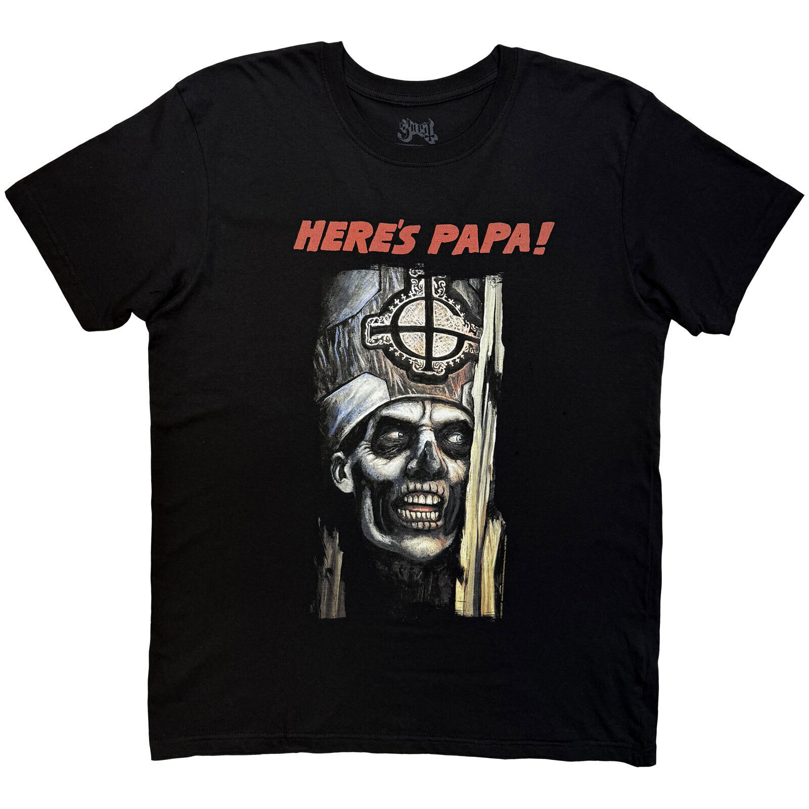 T-shirt Ghost Here's Papa (Back Print) Black XL T-shirt