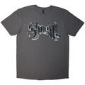 Ghost Chrome Logo & Grucifix Outline (Back Print) Charcoal Grey L T-Shirt