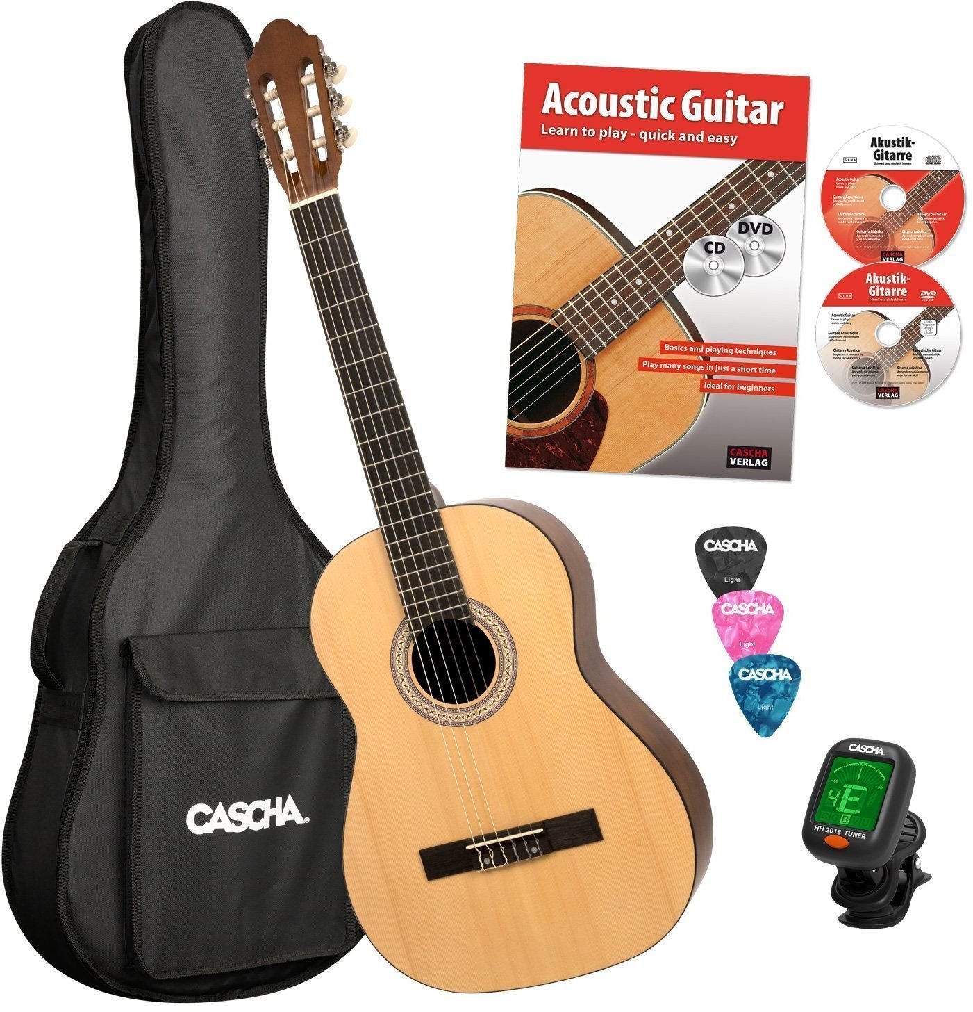 Klassinen kitara Cascha HH 2043 EN Classical Guitar 4/4 Bundle