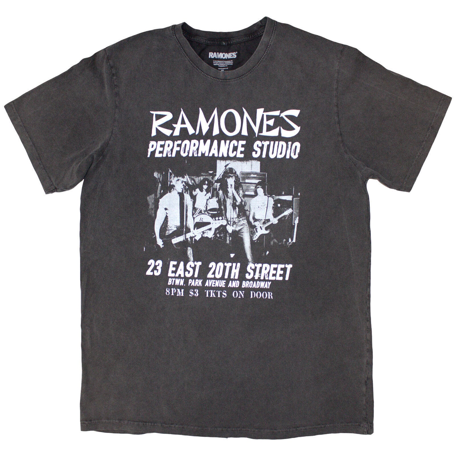 Tricou Ramones East Village (Stone Wash) Gri cărbune S Tricou