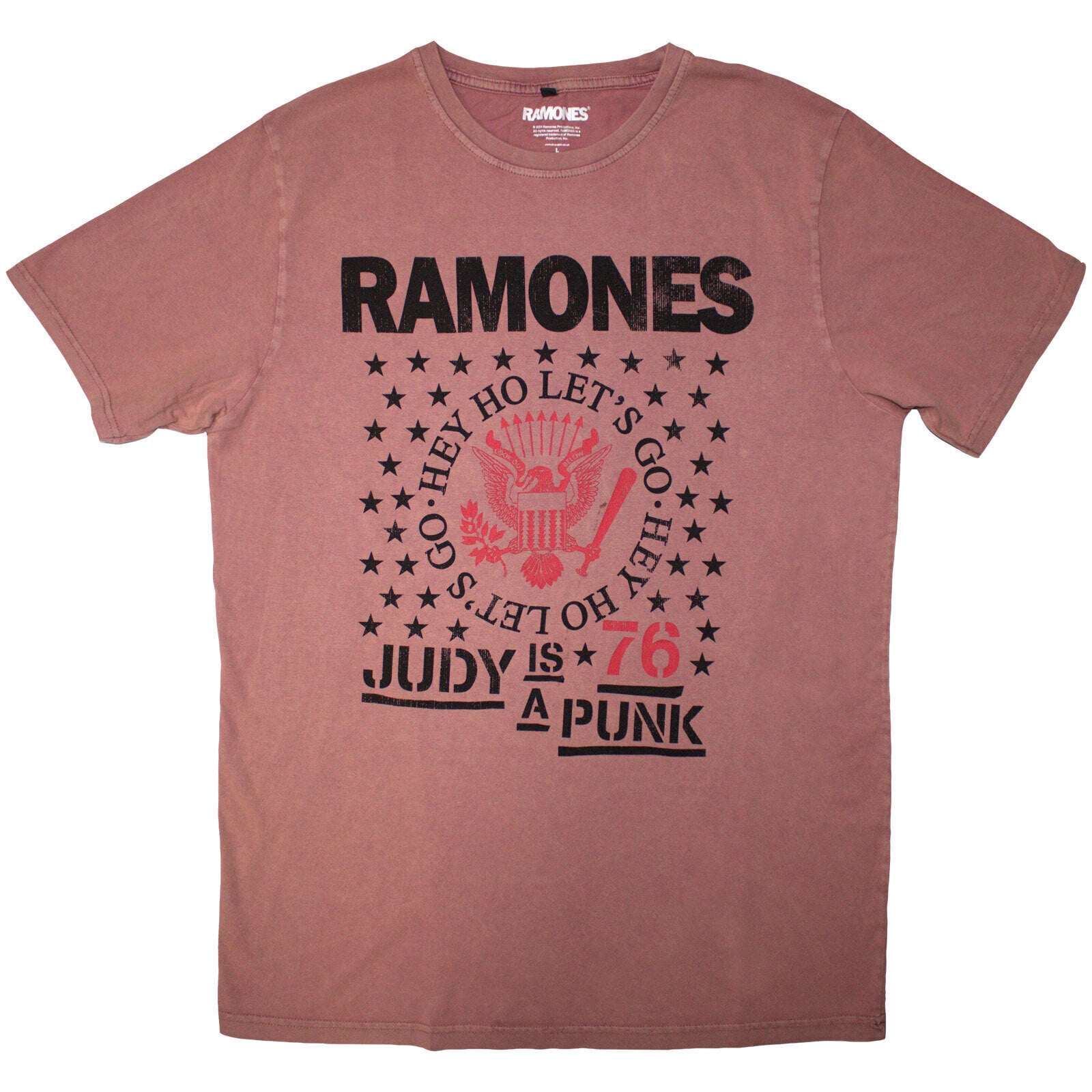 T-shirt Ramones Hey Ho Judy (Stone Wash) Kashmir Red L T-shirt