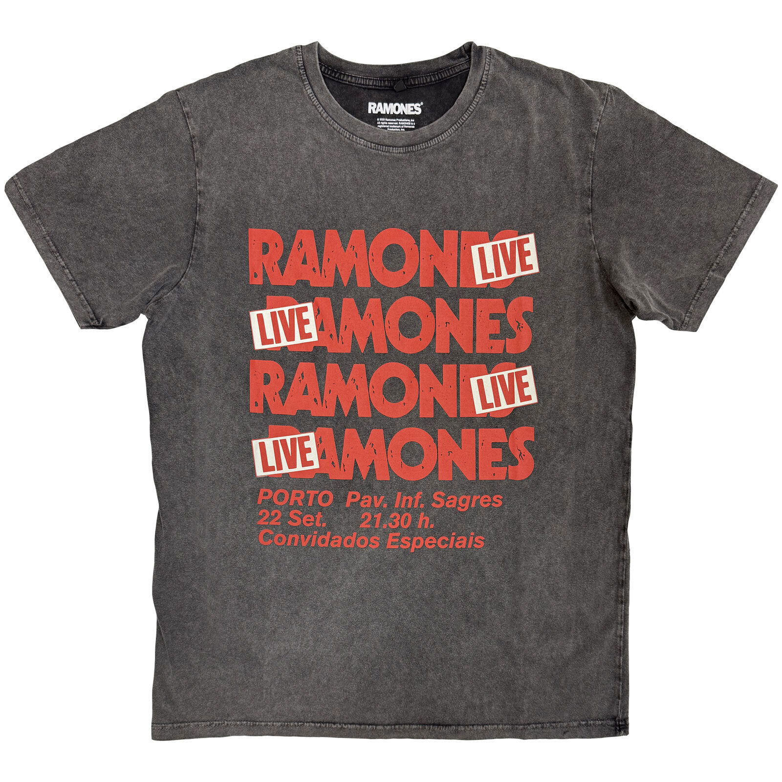 T-Shirt Ramones Concert (Stone Wash) Charcoal Grey 2XL T-Shirt