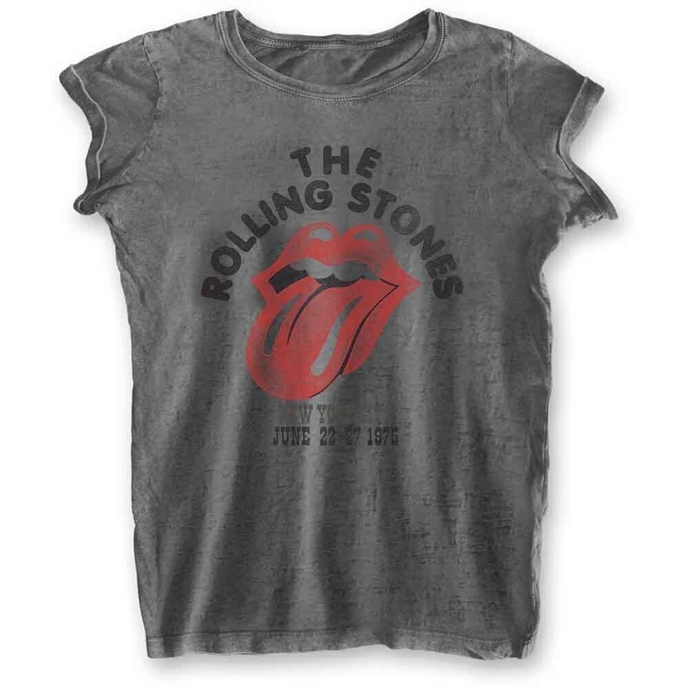 Maglietta The Rolling Stones New York City 75 (Burnout) Charcoal Grey L Donna Maglietta