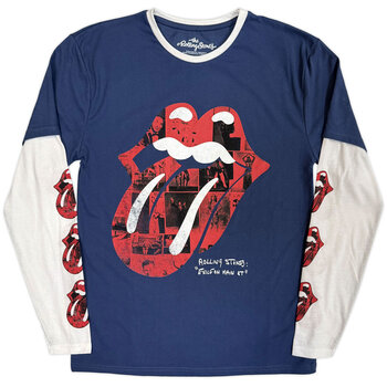 Košulja The Rolling Stones Collage Tongue (Sleeve Print) Denim Blue & White S Košulja - 1