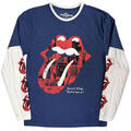 The Rolling Stones Collage Tongue (Sleeve Print) Denim Blue & White L T-Shirt