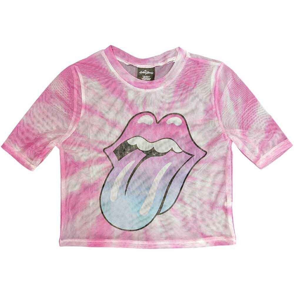 Tricou The Rolling Stones Pink Gradient Tongue (Mesh) White S Damă Tricou