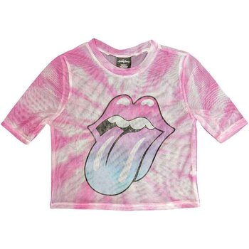Tricou The Rolling Stones Pink Gradient Tongue (Mesh) White S Damă Tricou - 1