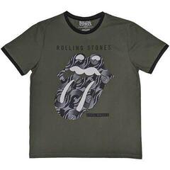 T-Shirt The Rolling Stones Black & White Tongue (Ringer) Khaki Green L T-Shirt