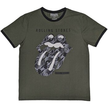 T-shirt The Rolling Stones Black & White Tongue (Ringer) Khaki Green XL T-shirt - 1