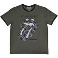 The Rolling Stones Black & White Tongue (Ringer) Khaki Green XL T-Shirt