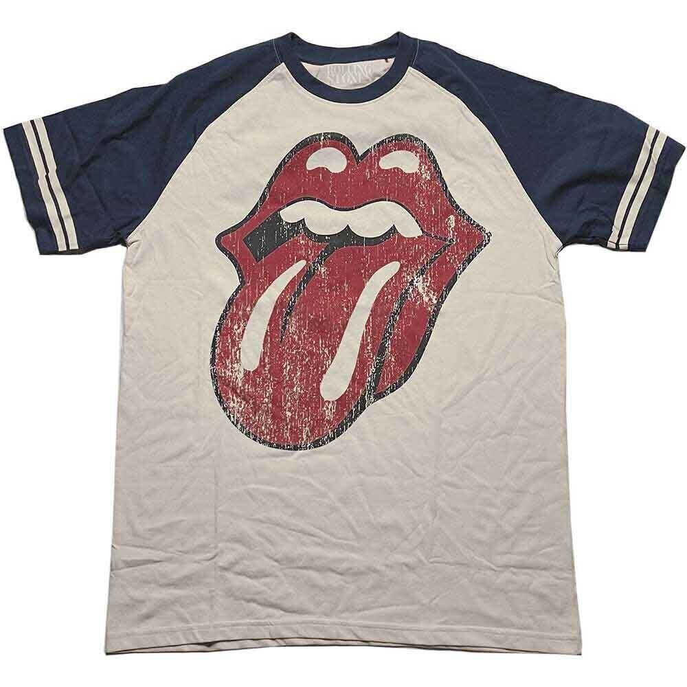 Košulja The Rolling Stones Lick (Raglan) Natural & Navy Blue M Košulja