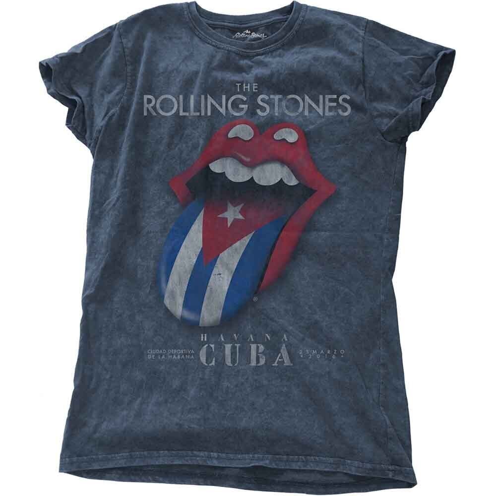 T-Shirt The Rolling Stones Havana Cuba (Wash Collection) Denim Blue S Ladies T-Shirt