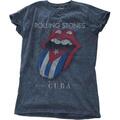 The Rolling Stones Havana Cuba (Wash Collection) Denim Blue M Ladies T-skjorte