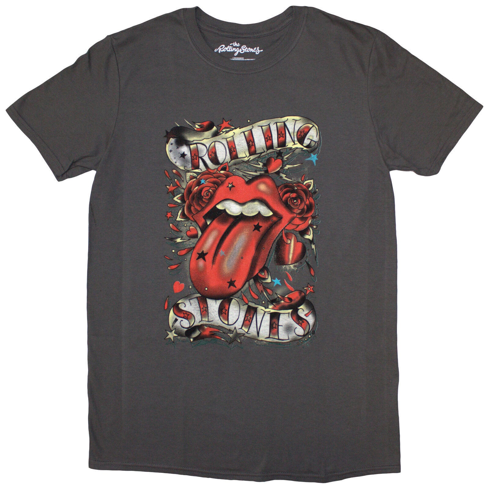 T-shirt The Rolling Stones Tongue & Stars Charcoal Grey XL Feminino T-shirt