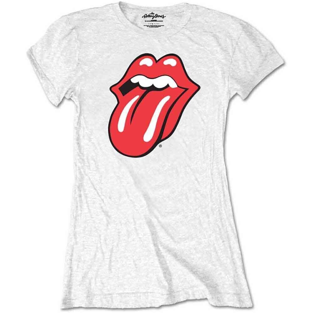 T-Shirt The Rolling Stones Classic Tongue (Retail Pack) White L Ladies T-Shirt