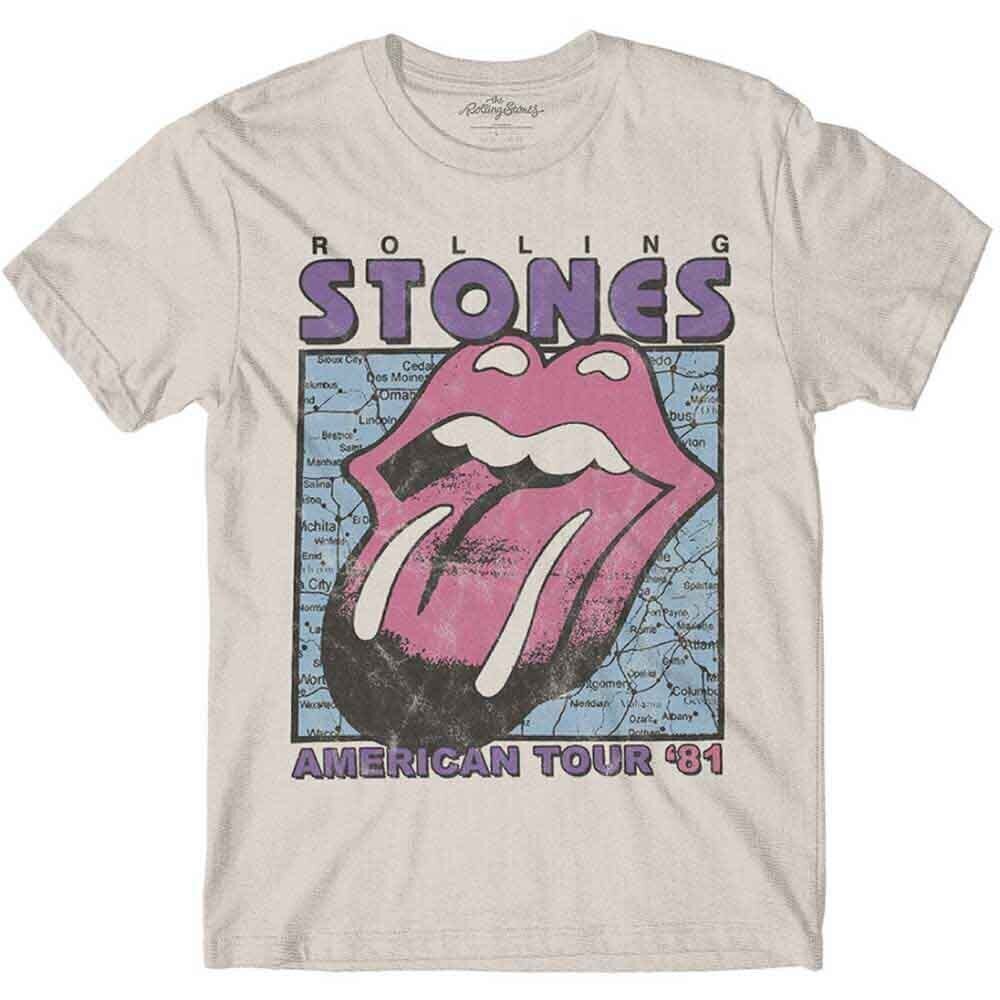 T-shirt The Rolling Stones American Tour Map Natural XL T-shirt
