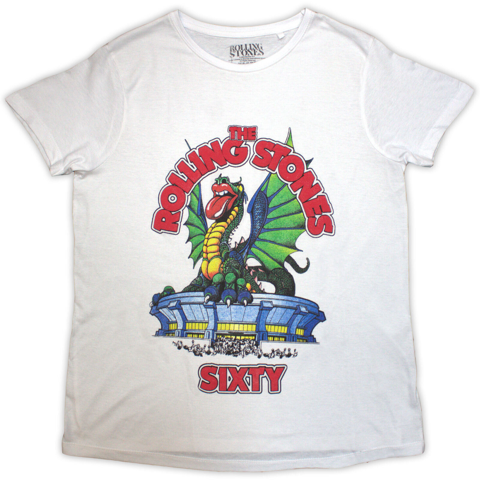 T-shirt The Rolling Stones Sixty Stadium Dragon (Puff Print) White L Femme T-shirt
