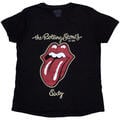 The Rolling Stones Sixty Plastered Tongue (Suede Flock Print) Black M Ladies T-Shirt
