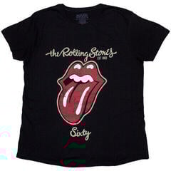 Tricou The Rolling Stones Sixty Plastered Tongue (Suede Flock Print) Black 3XL Damă Tricou