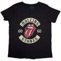 The Rolling Stones Sixty Biker Tongue (Suede Flock Print) Black L De mujer Camiseta de manga corta