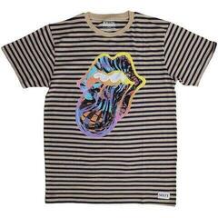 Tricou The Rolling Stones Cyberdelic (Striped) Black & Natural M Tricou