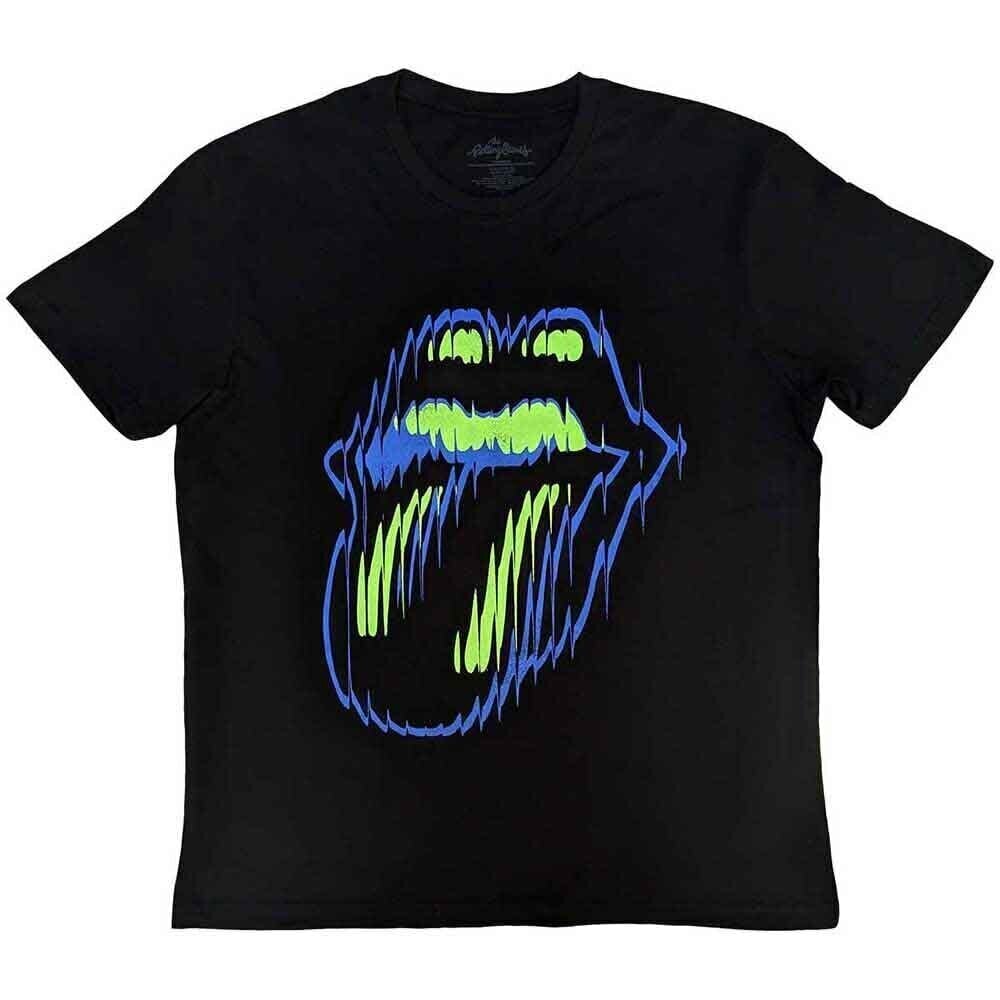 T-shirt The Rolling Stones Distorted Tongue (Back Print) Black XL T-shirt