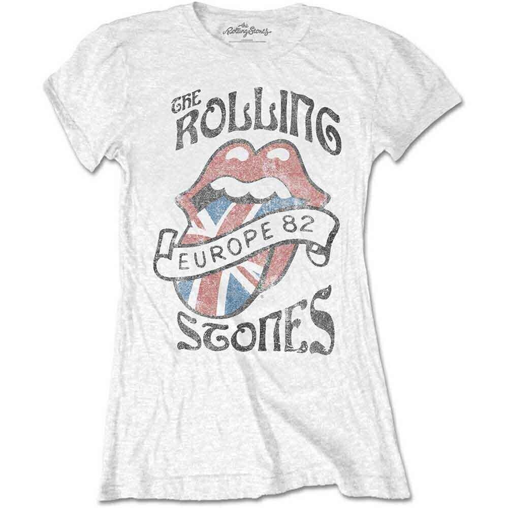 T-Shirt The Rolling Stones Europe 82 White M Ladies T-Shirt