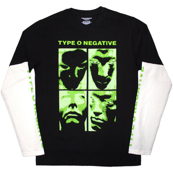 T-shirt Type O Negative Faces (Sleeve Print Layered) Black & White M T-shirt - 1