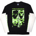 Type O Negative Faces (Sleeve Print Layered) Black & White M T-särk