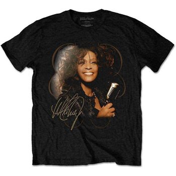 T-Shirt Whitney Houston Vintage Mic Photo Black 2XL T-Shirt - 1