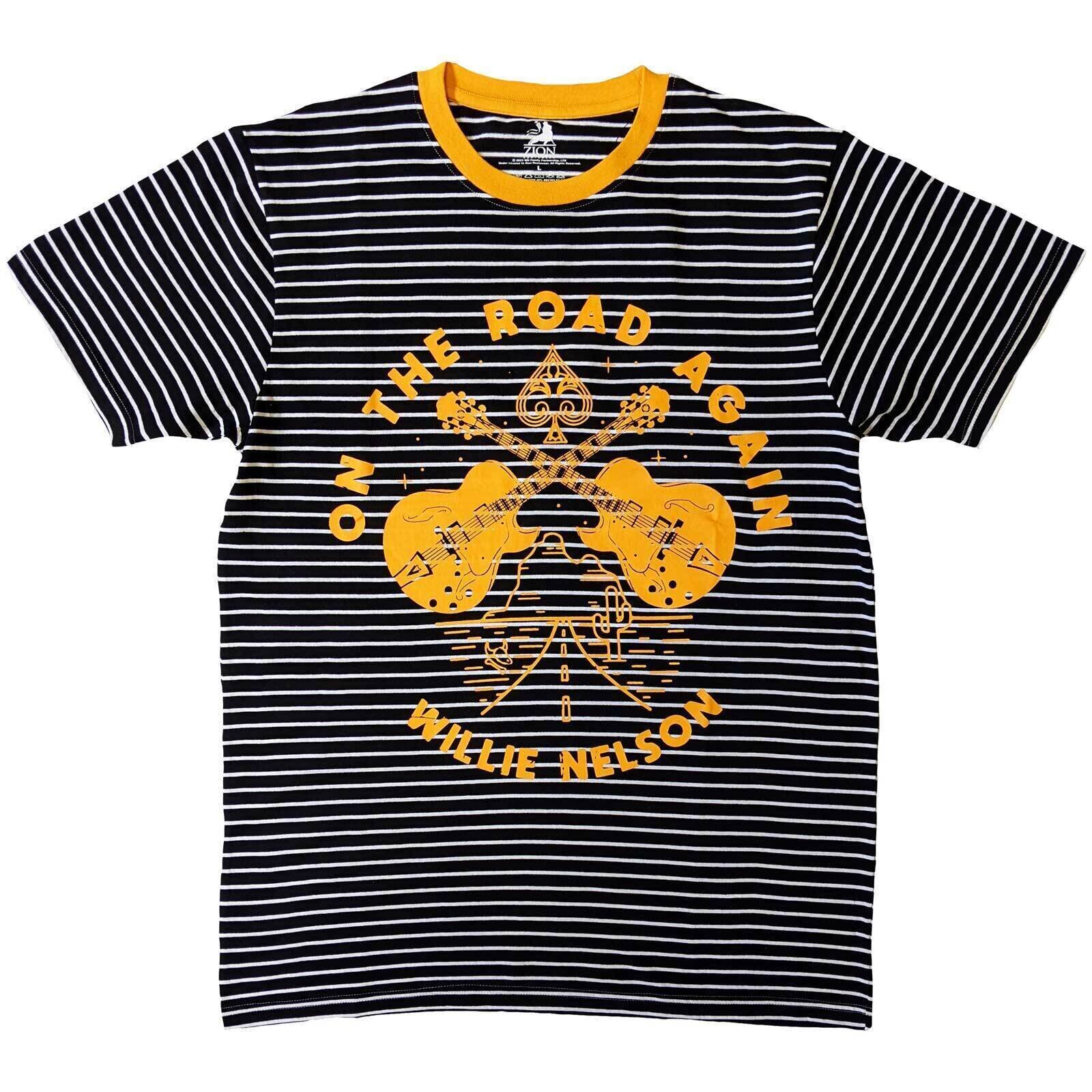 T-shirt Willie Nelson On The Road Again (Ringer) Black & White XL T-shirt